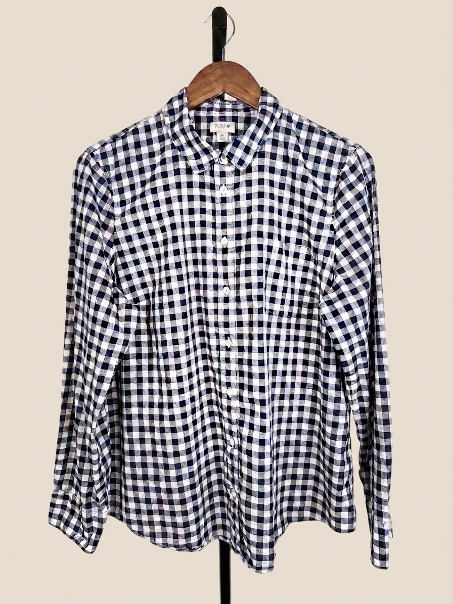 J.CREW Women’s Blue White Button Dow Shirt XL 100% Cotton Classic Preppy