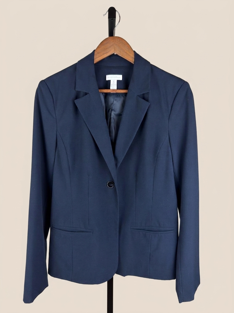 Charter Club Women's Blazer Size 10 Navy Blue Career Office Business Jacket
